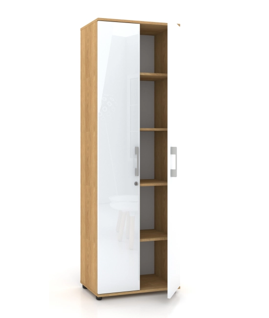 Szafa biurowa G 60 2d HIKORA Naturalna 60 cm biała/połysk zamek